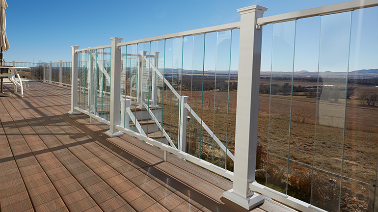 Glass balusters give a clear view to the beautiful scenery