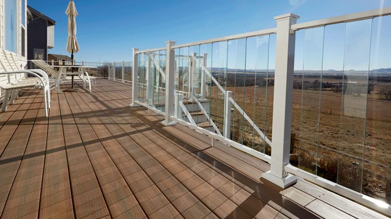 Pure View Railing by Fortress is a glass railing that offers style and beauty while not obstructing your view from your deck.