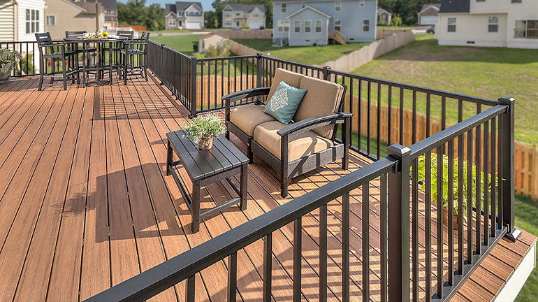 Less work than wood railing, metal railing gives you style without the hassle of staining or splinters.