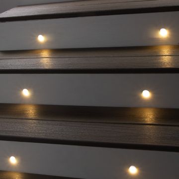 Angled LED Riser Lights feature a convenient 30-degree downward shine for safe stair treads