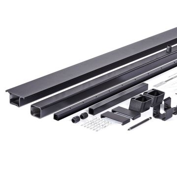 Each Stair Rail Kit for AFCO Flat Top Cable Railing comes with the flat top rail ready for a deck board, a bottom rail, intermediate baluster, and all the mounting hardware you'll need