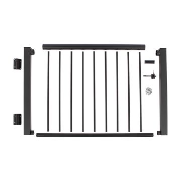 Shown in Textured Black the Century Aluminum Railing Gate Kit is a complete metal deck gate all in one easy-to-install package! 