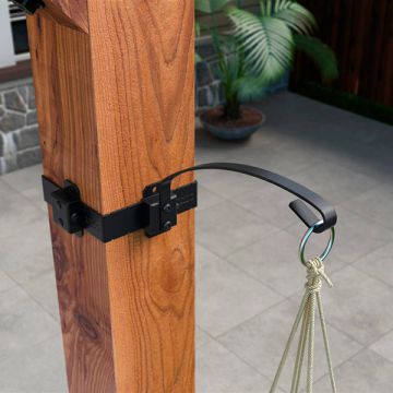 Plant Holder Hanger Accent by OZCO Ornamental Wood Ties - installed - Post Band sold separately