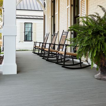 The cool gray of the TimberTech Porch Coastline finish
