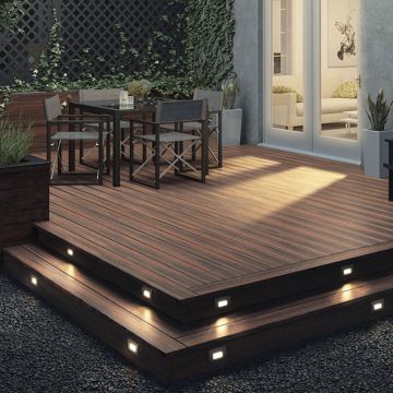 Highlight your deck perimeter for safety with the Deckorators ALX Luna Recessed Stair Light, shown in Black.