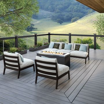 Open your space up to the backyard with Deckorators Vault Deck Boards in Dusk.