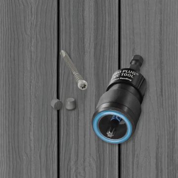 The Starborn Pro Plug System for Envision Decking features the Pro Plug PVC and Composite Tool and epoxy-coated steel screws.