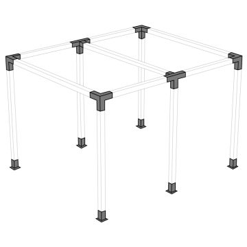 The Extended LINX Pergola Kit by Wild Hog includes the connector pieces shown in gray (wood beams sold separately)