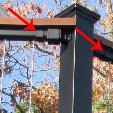 FE26 Steel Cap Rail Clip for Vertical Cable Railing Panel by Fortress - Installed