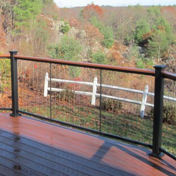 FE26 Iron Level Vertical Cable Railing Panel by Fortress - With Deck Board as Top Rail