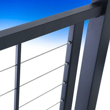 FE26 Stair Panel for Horizontal Cable Railing by Fortress - Post, Flat Accent Top Rail, and Brackets sold separately 