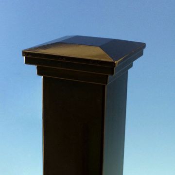 AL13 Aluminum Flat Pyramid Post Cap by Fortress - Gloss Black