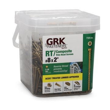 Reverse Thread (RT) Composite™ Trim Head Screws By GRK Fasteners - #8 x 2 in - 725 Pro Pack