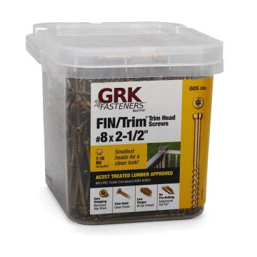 FIN/Trim™ Head Screws By GRK Fasteners - #8 x 2-1/2 in - 605 Pro Pack