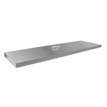Stainless steel rectangular burner lid to protect a fire table from the elements