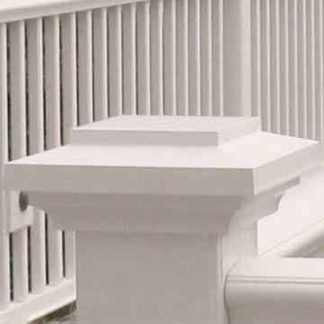 Finish your deck railing with the distinctive Island Post Cap from TimberTech