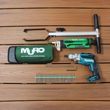 The Muro Ultra Driver Tool for the Starborn Pro Plug System includes the tool, a Starborn extension and a cordless or corded drill, plus an Allen key, carrying case, and screw carry pouch.