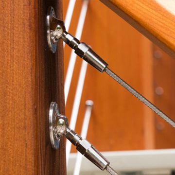 The RailEasy™ Swivel End-Flat by Atlantis Rail Systems allows cable railing to achieve angles up to 45 degrees.