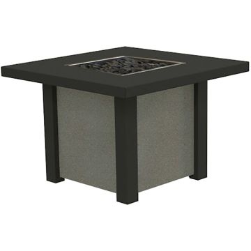Dark graphite finish on the top and posts and gray concrete finish on the base (burner kit sold separately)