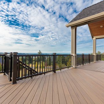 TimberTech Composite Legacy decking, shown in the Tigerwood finish