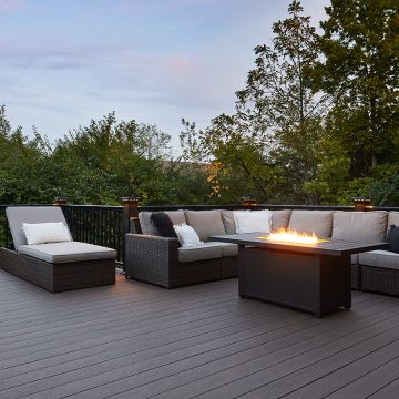 Connect your deck to nature with the organic deep brown of the American Walnut finish.