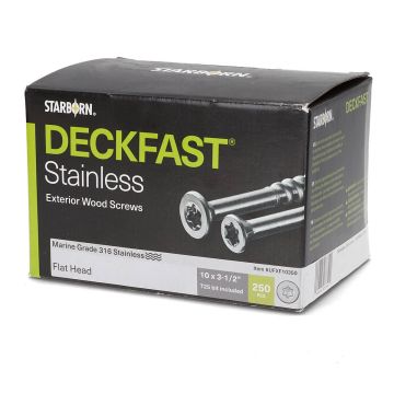 Deckfast® Stainless Steel Flat Head Deck Screws By Starborn - 316 stainless steel - #10 x 3-1/2 in - 250 pack