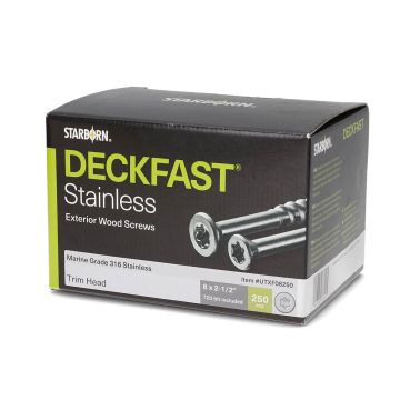 DECKFAST® Stainless Steel Trim Head Deck Screws by Starborn - 250 pack