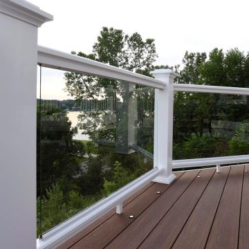 Open up your view with TimberTech Composite Railing and custom-cut glass panels