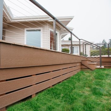 Complete the look of your new deck with Envision Fascia Boards, shown in Weathered Wood.