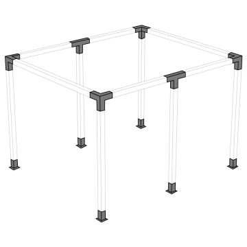 The Wide LINX Pergola Kit by Wild Hog includes the connector pieces shown in gray (wood beams sold separately)