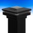 FortressAccents™ Flat Pyramid Post Cap Kit - Gloss Black - 3-1/16 in - Halo - Installed with light off