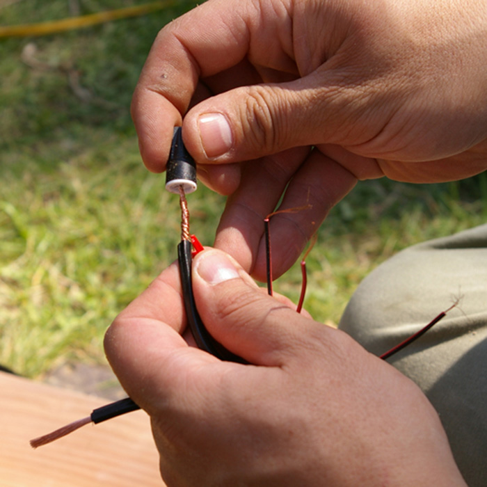 Attaching low voltage wire with weather proof wire nuts