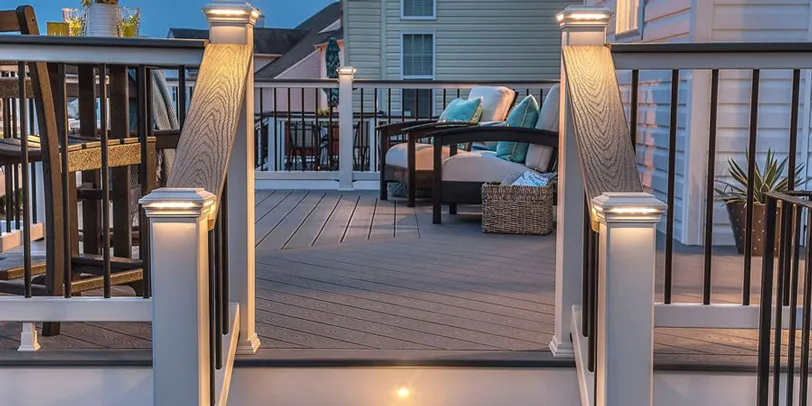 Deck lighting code: make sure to light your deck stairs from the top landing to meet building codes