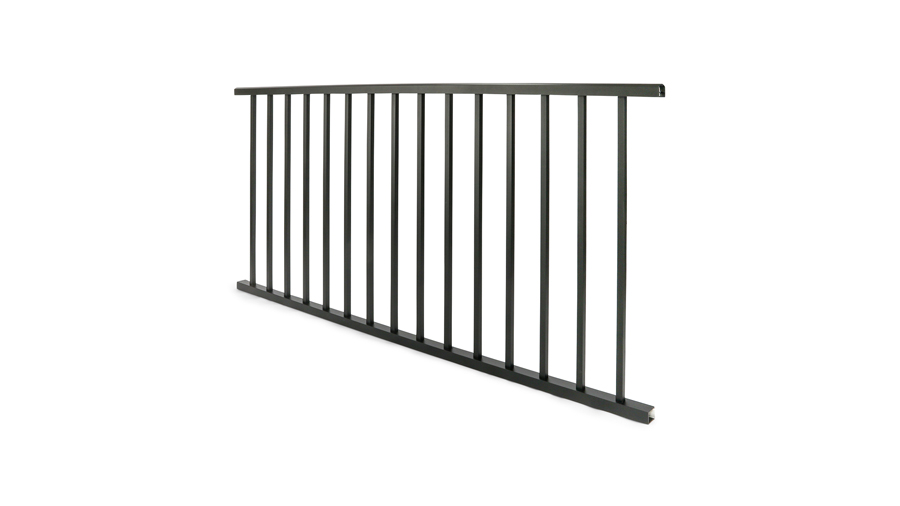 An assembled section of Westbury Tuscany aluminum deck railing
