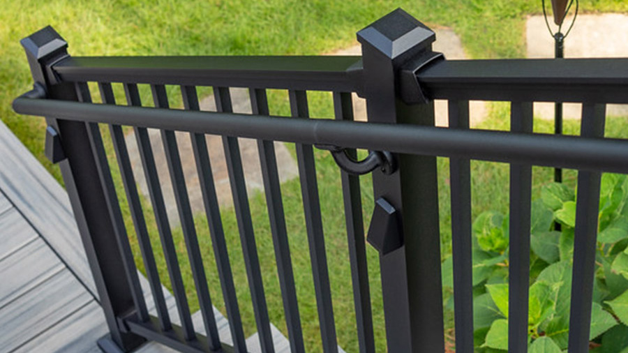 Metal handrail for safe deck stairs