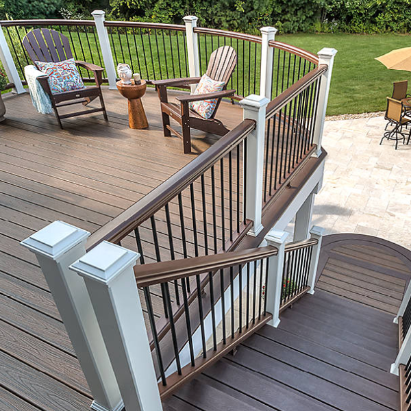 Trex Transcend Composite Railing with a stair section next to a level section