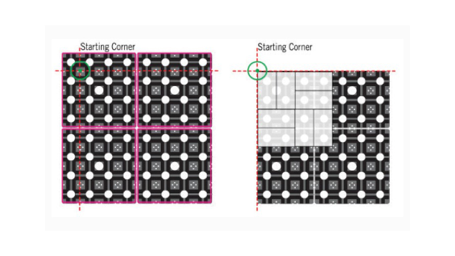 A diagram showing how to install a basketweave pattern with pavers