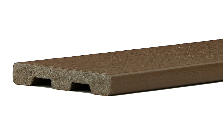 An example of a scalloped bottom deck board, this one from TimberTech's Composite Terrain line