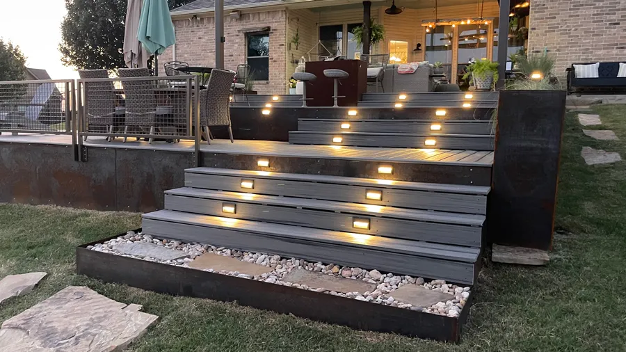 A brand-new, brightly-lit deck made without a single scrap of wood anywhere in it