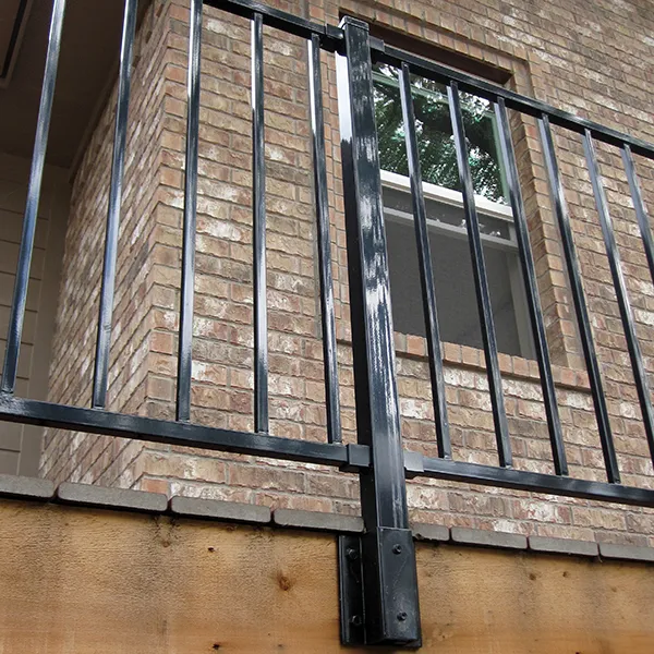 A steel deck railing mounted to the fascia outside a deck, another perk of Fortress FE26, the strongest deck railing on the market