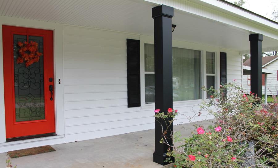 A sleek black AFCO load-bearing porch column