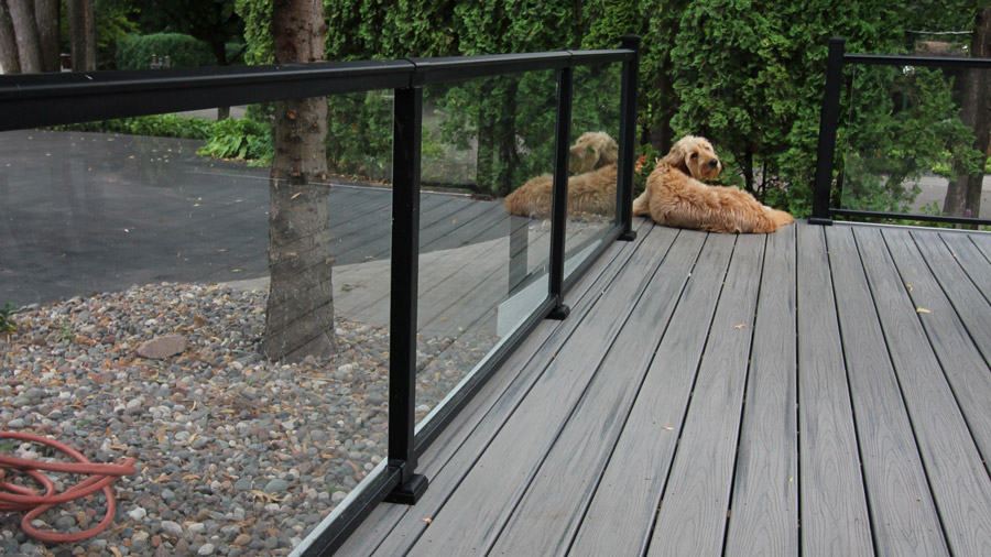 AFCO Glass Railing creating an open, pet-friendly deck