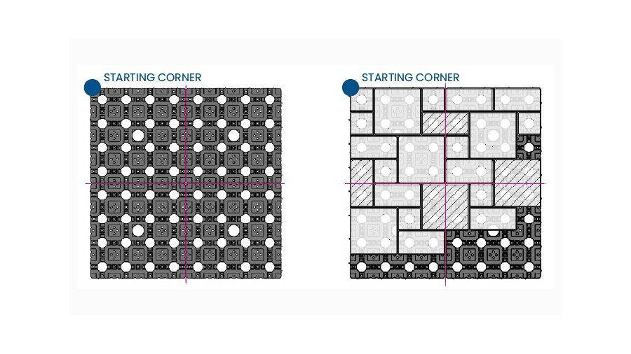 A diagram showing how to install a plainweave pattern with pavers