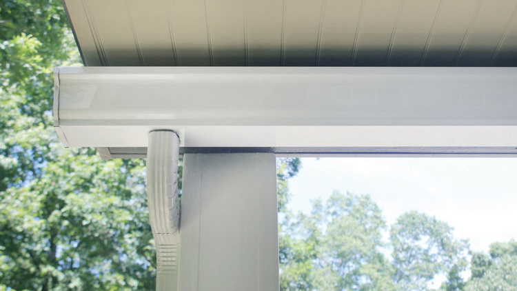 UpSide Deck Ceiling drains water into the gutter system of your choice and away from your home and underdeck area