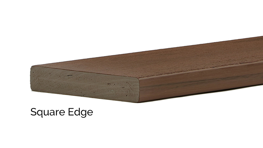 A close-up of square edge TimberTech decking