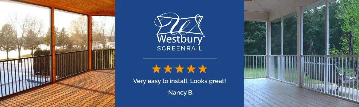 Westbury ScreenRail: Screen + Railing for safety & seclusion. Very easy to install according to a five-star review.