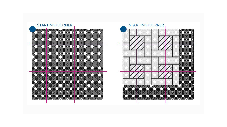 A diagram showing how to install a soldiered pattern with pavers