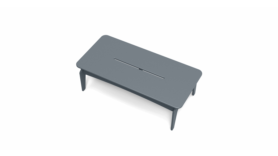 A top view of the TimberTech Invite Collection Conversation Table in Storm Gray