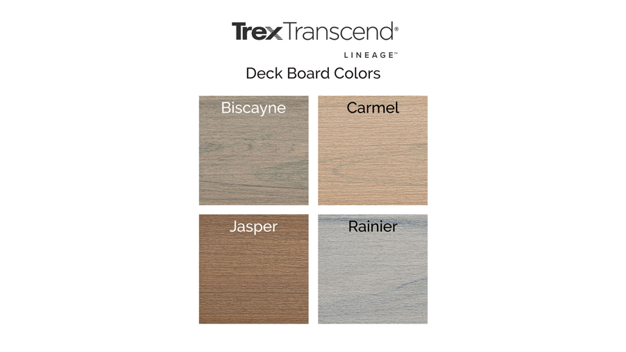 The four color options available in the Trex Transcend Lineage Collection