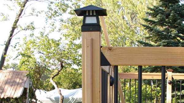 Once installed, the Acorn Wire Concealing Trim fully hides the lighting wire running down the side of the post